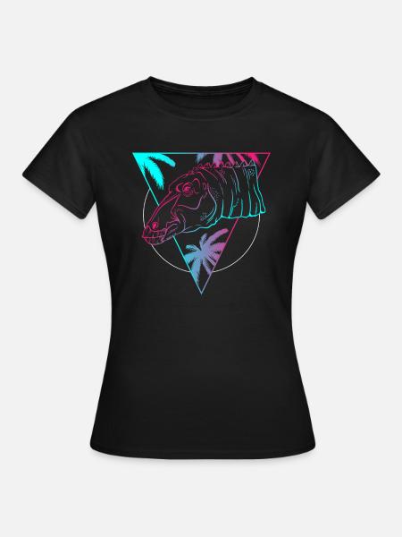 Farbiger Dino Kreis Kunst Geschenk - Frauen T-Shirt - Schwarz