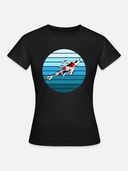Eleganter Koi Karpfen Zen-Garten - Frauen T-Shirt - Schwarz