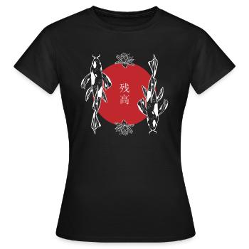 Koi Duo Harmony Feng Shui Zen - T-shirt Femme - noir - Devant - AI Model Female 172 dark (172cm)