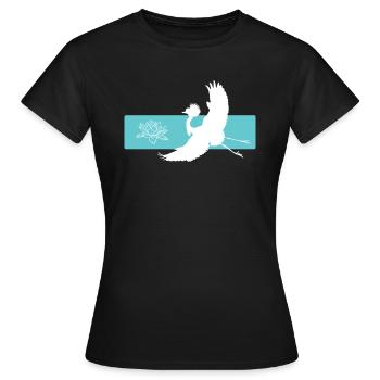 Grue et fleur de lotus sur barre rouge - T-shirt Femme - noir - Devant - AI Model Female 172 dark (172cm)