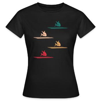 Farbenfrohe Weitsprung-Kunst - Frauen T-Shirt - Schwarz - Vorne - AI Model Female 172 dark (172cm)