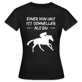 Rennbahn-Flitzer - Schnell und Siegessicher - Frauen T-Shirt - Schwarz - Vorne - AI Model Female 172 dark (172cm)