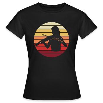 Violoniste coucher de soleil Silhouette amour - T-shirt Femme - noir - Devant - AI Model Female 172 dark (172cm)
