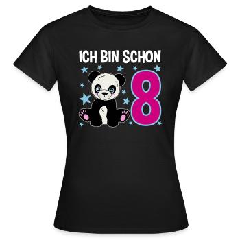 Acht Jahre – Pandastarker Tag - Frauen T-Shirt - Schwarz - Vorne - AI Model Female 172 dark (172cm)