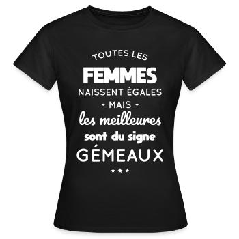 Astrologie - Femmes égales les meilleures gémeaux - T-shirt Femme - noir - Devant - AI Model Female 172 dark (172cm)