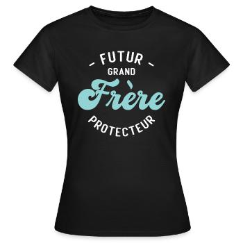 Futur Grand frère Protecteur - T-shirt Femme - noir - Devant - AI Model Female 172 dark (172cm)