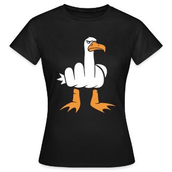 Möwe mit Mittelfinger - Frauen T-Shirt - Schwarz - Vorne - AI Model Female 172 dark (172cm)