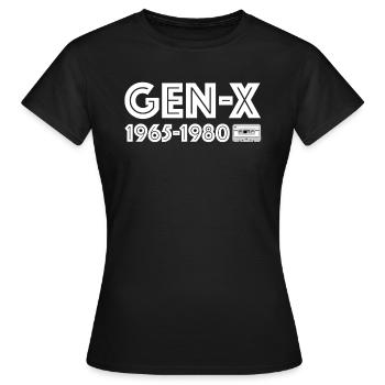 Generation X | Audiokassette, 1965-1980, Kassette - Frauen T-Shirt - Schwarz - Vorne - AI Model Female 172 dark (172cm)