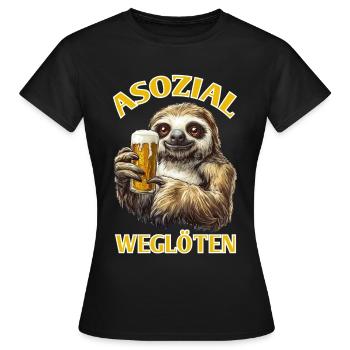 Asozial weglöten X Saufen, Löten, funny - Frauen T-Shirt - Schwarz - Vorne - AI Model Female 172 dark (172cm)