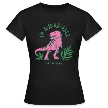 Jurassic Park T-Rex I'm A-ROAR-ABLE - Women's T-Shirt - black - Front - AI Model Female 172 dark (172cm)