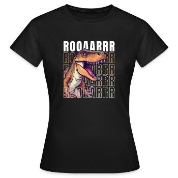 roaring T-Rex - Women's T-Shirt - black - Front - AI Model Female 172 dark (172cm)