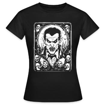Vampire Horror Illustration - Women's T-Shirt - black - Front - AI Model Female 172 dark (172cm)