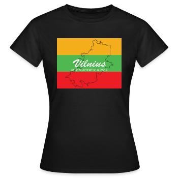 Vilnius - Hauptstadt mit GPS & Flagge - Frauen T-Shirt - Schwarz - Vorne - AI Model Female 172 dark (172cm)