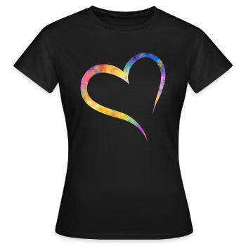 Multi color heart love - Women's T-Shirt - black - Front - AI Model Female 172 dark (172cm)