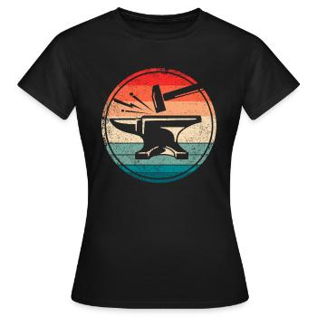 Enclume rétro outil maréchal-ferrant enclume forgeron - T-shirt Femme - noir - Devant - AI Model Female 172 dark (172cm)