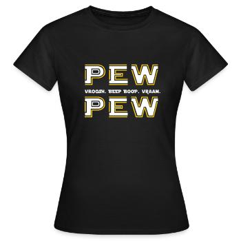 Pew Pew Wars Darth vader Sci fi Space Geek Star - Frauen T-Shirt - Schwarz - Vorne - AI Model Female 172 dark (172cm)