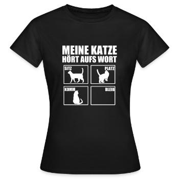 Mon chat écoute le mot Chats Rengaine - T-shirt Femme - noir - Devant - AI Model Female 172 dark (172cm)