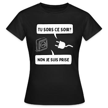 je suis prise - T-shirt Femme - noir - Devant - AI Model Female 172 dark (172cm)