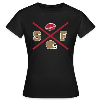San Francisco Cross - Frauen T-Shirt - Schwarz - Vorne - AI Model Female 172 dark (172cm)