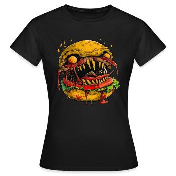 Burger Halloween Effrayant - T-shirt Femme - noir - Devant - AI Model Female 172 dark (172cm)