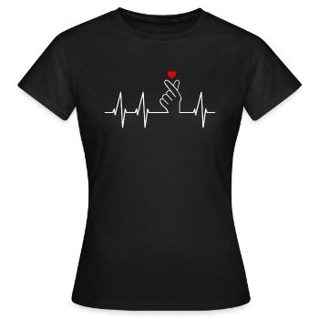 K-pop Saranghae Finger Signe Kpop Finger Heart - T-shirt Femme - noir - Devant - AI Model Female 172 dark (172cm)