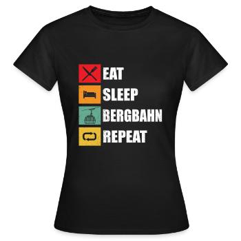 Cable Car Mountain Railway - Eat Sleep Cable Car Repeat - T-shirt Femme - noir - Devant - AI Model Female 172 dark (172cm)