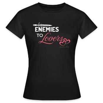 Ennemis aux amants (texte blanc) - T-shirt Femme - noir - Devant - AI Model Female 172 dark (172cm)