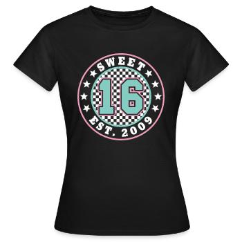 16. Geburtstag 2025 Sweet 16 Mädchen 16 Jahre - Frauen T-Shirt - Schwarz - Vorne - AI Model Female 172 dark (172cm)