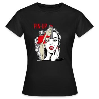 PinUp Girl Retro Années 50 Pin Up Burlesque - T-shirt Femme - noir - Devant - AI Model Female 172 dark (172cm)