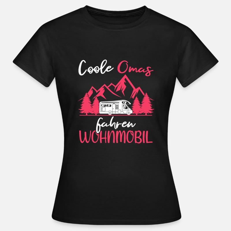 Campervan Wohnmobil Camping Oma Geschenkidee - Frauen T-Shirt - Schwarz