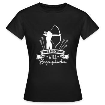 Die Chefin will Bogenschießen Bogensport Frau - Frauen T-Shirt - Schwarz - Vorne - AI Model Female 172 dark (172cm)