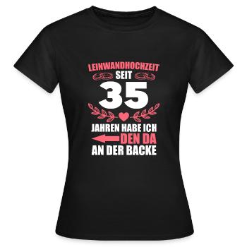 35 Hochzeitstag Frau Leinwandhochzeit Geschenk - Frauen T-Shirt - Schwarz - Vorne - AI Model Female 172 dark (172cm)