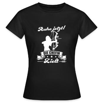 Bogensport Pfeil Bogen Bogenschießen Geschenk Frau - Frauen T-Shirt - Schwarz - Vorne - AI Model Female 172 dark (172cm)