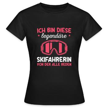 Wintersport Skifahren Skibrille Skifahrerin - Frauen T-Shirt - Schwarz - Vorne - AI Model Female 172 dark (172cm)