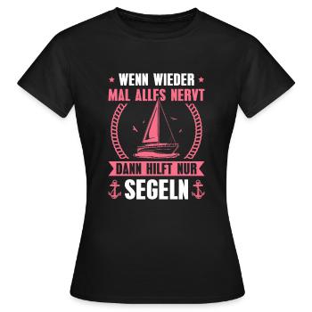 Segeln Segelboot Kapitänin Bootsfahrerin Seglerin - Frauen T-Shirt - Schwarz - Vorne - AI Model Female 172 dark (172cm)