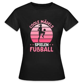 Fußball Sport FußballerCoole Mädels spielen Fußbal - Frauen T-Shirt - Schwarz - Vorne - AI Model Female 172 dark (172cm)