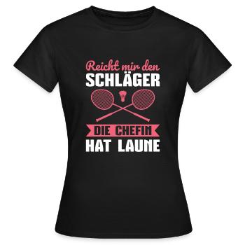 Badminton Die Chefin hat Laune Badmintonspielerin - Frauen T-Shirt - Schwarz - Vorne - AI Model Female 172 dark (172cm)
