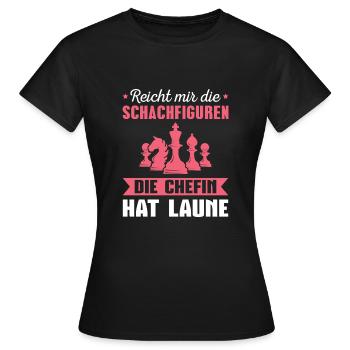 Schach Die Chefin hat Laune Schachspielerin - Frauen T-Shirt - Schwarz - Vorne - AI Model Female 172 dark (172cm)