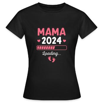 Mama 2024 loading Schwangerschaftsverkündung - Frauen T-Shirt - Schwarz - Vorne - AI Model Female 172 dark (172cm)