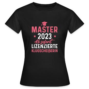 Masterprüfung bestanden 2023 Master Abschluss - Frauen T-Shirt - Schwarz - Vorne - AI Model Female 172 dark (172cm)