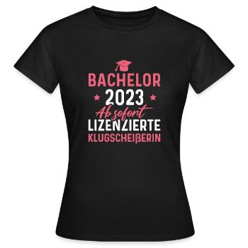 Bachelorpüfung bestanden 2023 Bachelor Abschluss - Frauen T-Shirt - Schwarz - Vorne - AI Model Female 172 dark (172cm)