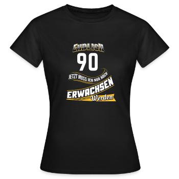 90 Jahre - Frauen T-Shirt - Schwarz - Vorne - AI Model Female 172 dark (172cm)