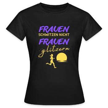 FRAUEN LAUF T-SHIRT LUSTIG SPRUCH LAUFEN RUNNING - Frauen T-Shirt - Schwarz - Vorne - AI Model Female 172 dark (172cm)
