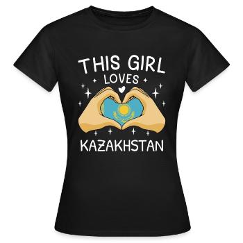 Drapeau du Kazakhstan Drapeau du Kazakhstan - T-shirt Femme - noir - Devant - AI Model Female 172 dark (172cm)