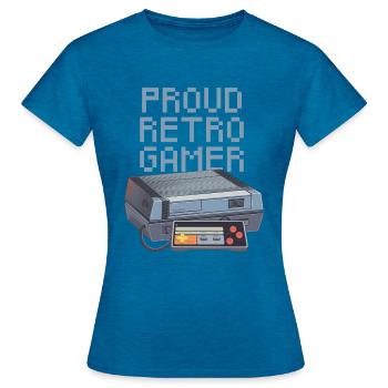 Proud Retro Gamer - léger - T-shirt Femme - bleu saphir antique chiné - Devant - AI Model Female 172 dark (172cm)