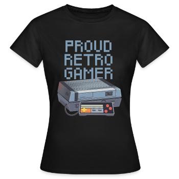 Stolzer Retro Gamer - leicht - Frauen T-Shirt - Schwarz - Vorne - AI Model Female 172 dark (172cm)