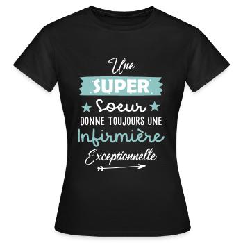 Soeur future diplômée infirmière cadeau drôle - T-shirt Femme - noir - Devant - AI Model Female 172 dark (172cm)