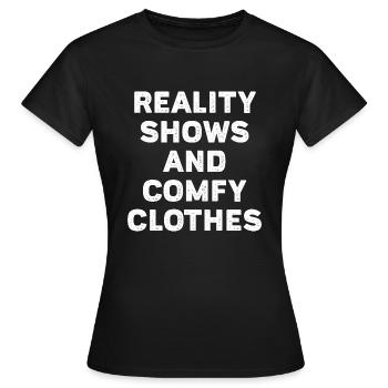 Émissions de téléréalité et vêtements confortables - T-shirt Femme - noir - Devant - AI Model Female 172 dark (172cm)