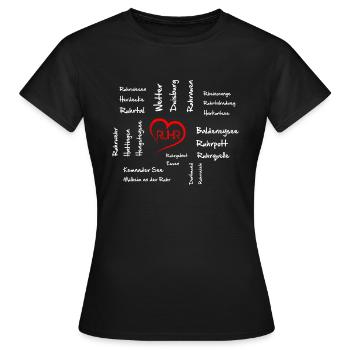 Wortnetz Ruhr Ruhrgebiet - Frauen T-Shirt - Schwarz - Vorne - AI Model Female 172 dark (172cm)