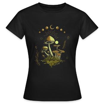 Phase de lune Gobelincore, Cottagecore Champignons Spirituels - T-shirt Femme - noir - Devant - AI Model Female 172 dark (172cm)